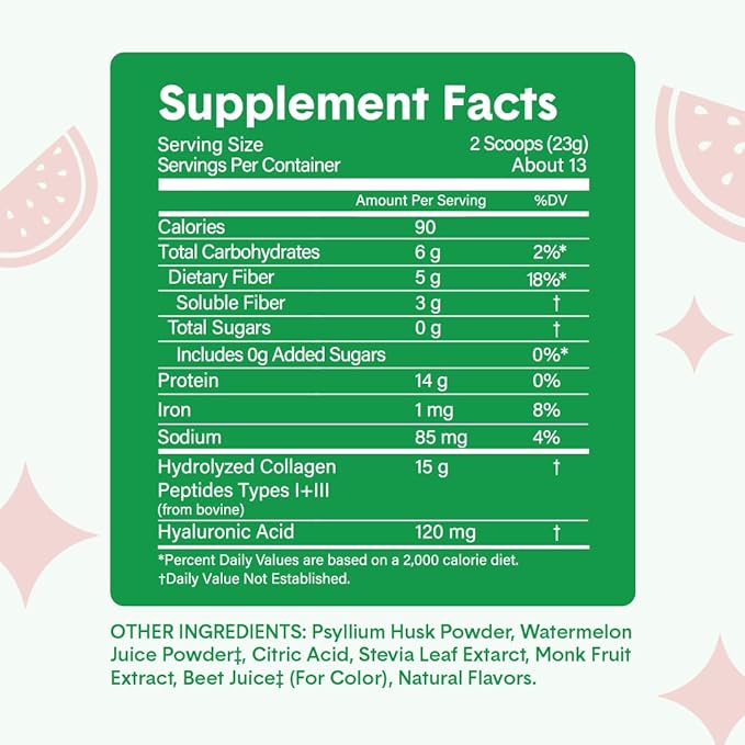 Bellway Super Fiber Powder + Collagen, Watermelon Shaker Bottle Bundle