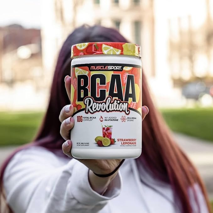 Musclesport BCAA Revolution Amino Acid Powder Supplement for Men & Women - Intra Workout Training Complex - Recovery Supplemen (Strawberry Lemonade, 30 Servings)