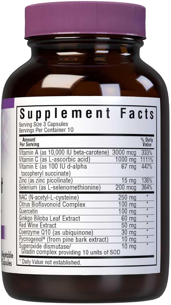 BlueBonnet Super Antioxidant Formula Vegetarian Capsules, 30 Count
