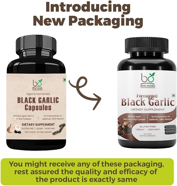 Aged and Fermented Black Garlic Capsules, 60 Veg Capsules, 500 mg