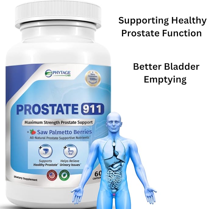 Prostate 911 Men’s Health Supplement - Saw Palmetto Support Prostate Function (60 Capsules)