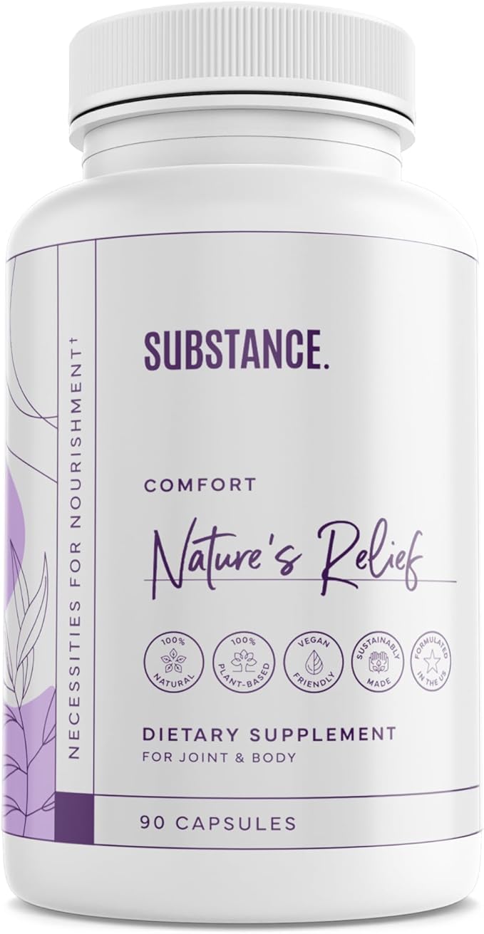 Nature’s Relief | Improve Body, Muscle & Joint Aches | Turmeric Curcumin, Boswellia & Ginger Supplement | Ease Discomfort & Increase Mobility | Non-GMO (30 Servings)