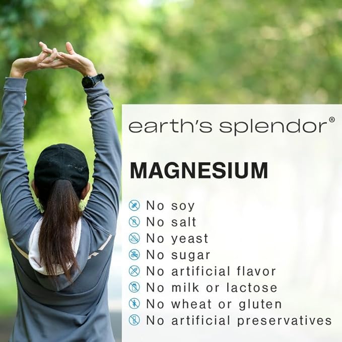 Earth's Splendor Bone & Muscle Dietary Magnesium Supplement for Men & Women, No Artificial Preservative or Flavor, Supports Bone & Muscle Health, Wheat Free (500mg, 100 Caplets)