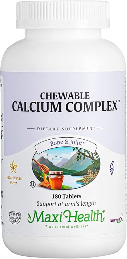Maxi Health Chewable Calcium Complex - 1000 mg Calcium Supplement w/Vitamin D3 (1000 IU) & Magnesium (400 mg) - Bone, Teeth & Joint Support - 180 Count Chews (Pack of 2)
