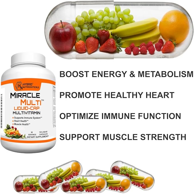 Hybrid Nutraceuticals Optimum Health with Immune Support: Liquid Multivitamin Capsules and Colostrum Capsules