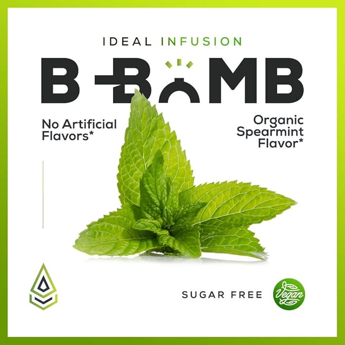 Ideal Infusion B-Bomb Vitamin B12 + B Complex Liquid Spray: Methylcobalamin with Adenosylcobalamin: Energy & Mood Support, Sugar-Free, Vegan, Organic Spearmint Flavor