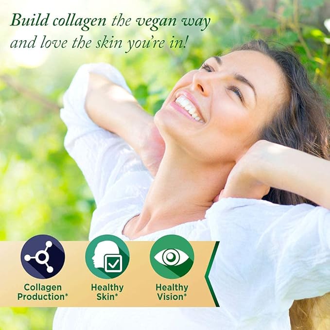 Purity Products Vegan Collagen Builder - Organic Whole Foods Fruits + Veg, Silica, Lutein, Vitamin C, Biotin, Grape Seed - Amino Acids Glycine, Lysine + Proline Collagen Boosters - 30 Tablets