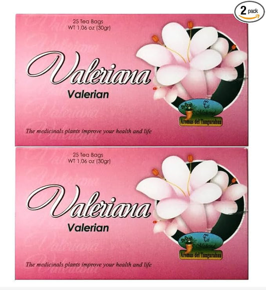 Valeriana Té. 25 Tea Bags. Valerian Tea. 2-PACK (50 Tea bags Total) (50 Bolsas)