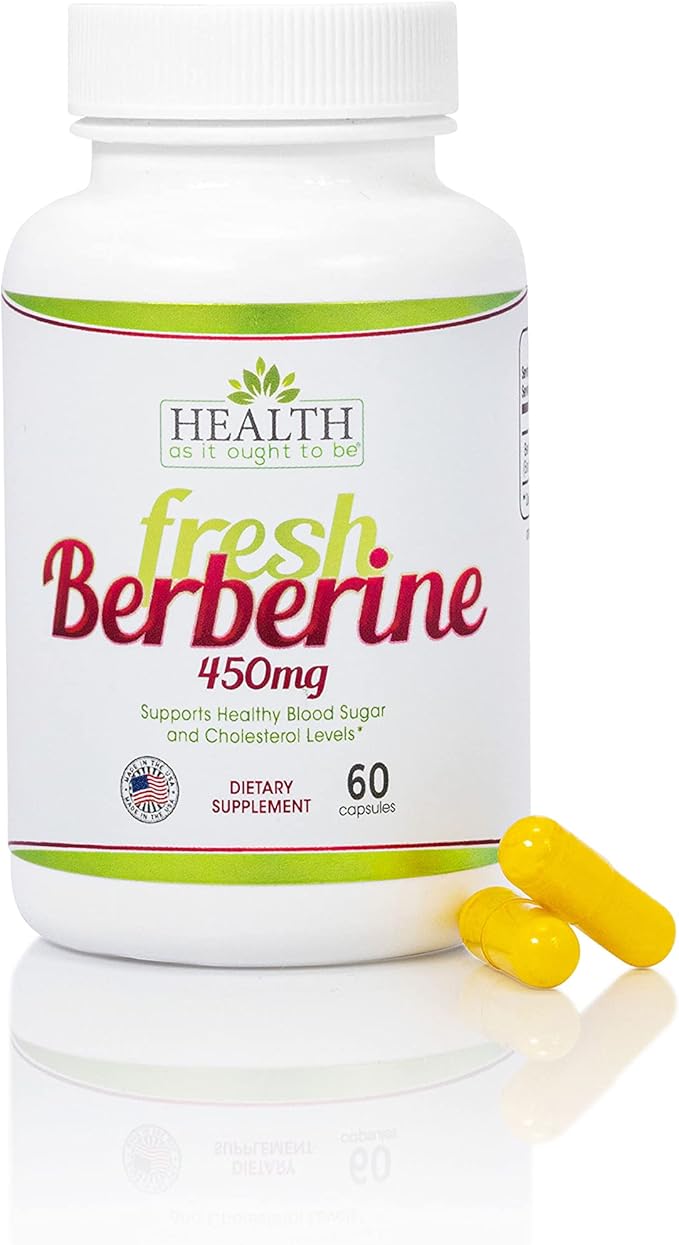 Health As It Ought To Be Fresh Berberine 450mg Supplement | Contains Only Berberine | No Preservatives | 60 Capsules