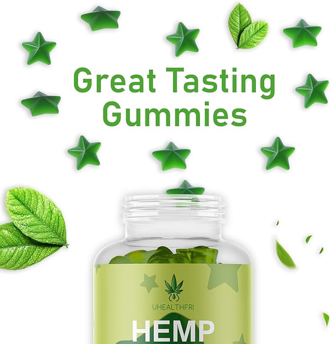 Hemp Gummies with Omega 3, 6 & 9 - High Potency Hemp Extract - Star Hemp Gummy with Organic Hemp Oil for Adults