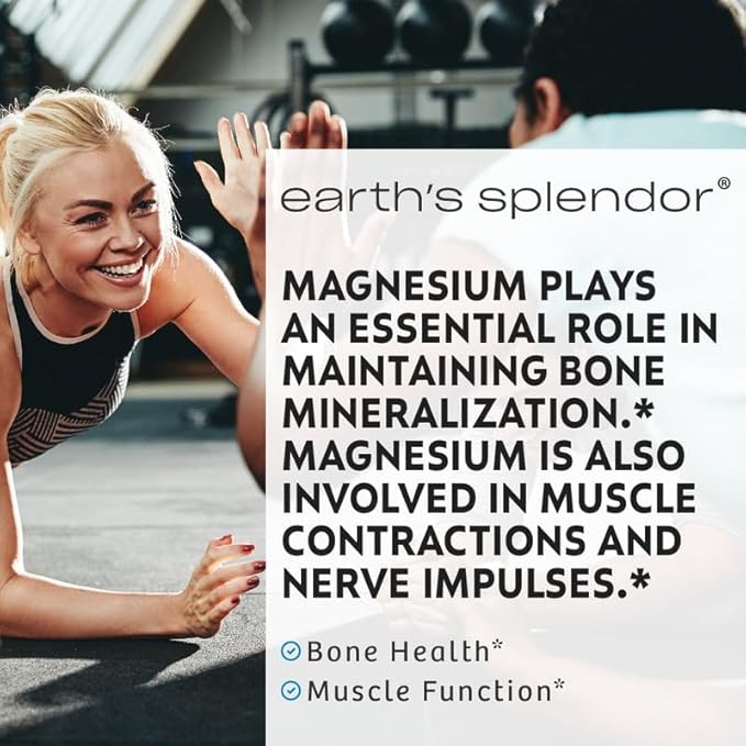 Earth's Splendor Bone & Muscle Dietary Magnesium Supplement for Men & Women, No Artificial Preservative or Flavor, Supports Bone & Muscle Health, Wheat Free (500mg, 100 Caplets)