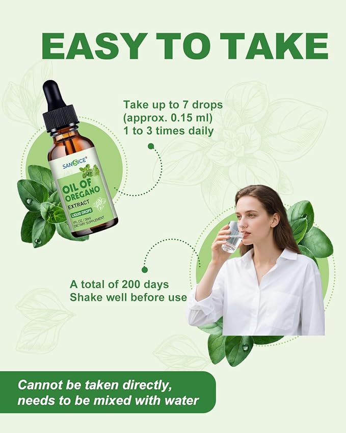 Oil of Oregano Drops, Organic Oregano Oil with Carvacrol, 60% Carvacrol Liquid Supplement for Support Immune Function, Digestive Health & Antioxidant Benefits(1 FL OZ)