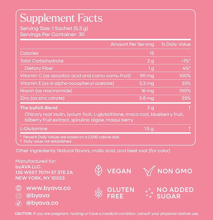 Jelloskin Skin + Gut Essential Prebiotic Booster Powder | L-Glutamine 1500mg, Vitamin C, Zinc, Niacinamide | 30 Servings | Glowing Skin, Gut Health Support | Antioxidants Camu Camu & Spirulina
