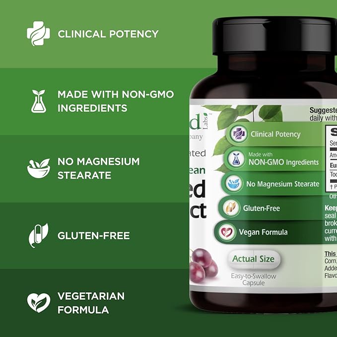 EMERALD LABS European Grape Seed Extract - Antioxidant & Immune Support Supplement - Supports Healthy Blood Flow - 90 Vegetable Capsules (90-Day Supply)