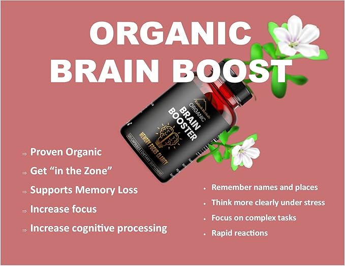 Bacopa, Organic Brain Booster, Nootropic Brain Supplement, Bacopa Monnieri/Brahmi, for Mental Sharpness, Focus, Memory, and Cognitive Wellness, 120 Capsules 500mg, 2 Month Supply