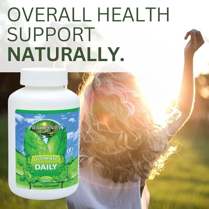Youngevity Ultimate Daily Mega Multivitamin - 20+ Vitamins and Minerals w/ CoQ10 - Vitamins A, C, D, E, Zinc, Folate, Selenium, Calcium, Chromium, and More - High Absorption 180 Tablets (Pack of 4)