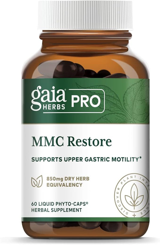Gaia Herbs Pro MMC Restore - Digestive Health Supplement for Upper Gastric Motility - Contains Fennel Seed, Turmeric Root, Gentian Root & Magnolia Bark - 60 Liquid Phyto-Caps (60 Servings)