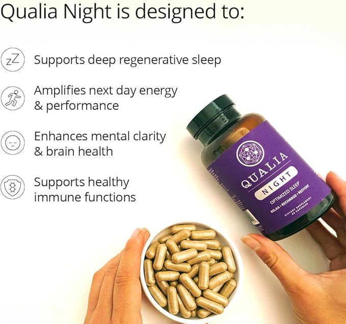 NEUROHACKER COLLECTIVE Qualia Night Sleep Aid | Non-Habit Forming | Science-Backed Supplement for Deep Refreshing Sleep | Melatonin-Free, Vegan, Non-GMO, Gluten-Free 80 Count | (1 Month Supply)