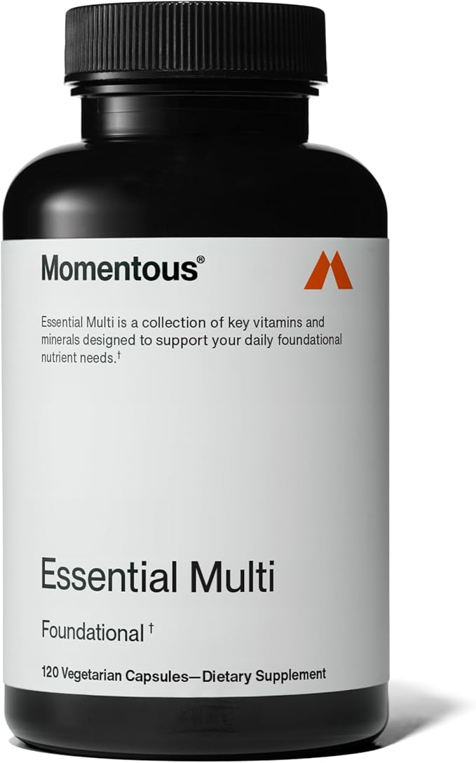 Momentous Essential Multivitamin for Women and Men - Complete Vitamin and Mineral Complex for Athletes & Wellness Enthusiasts - GMO-Free, Gluten Free, 30 Servings