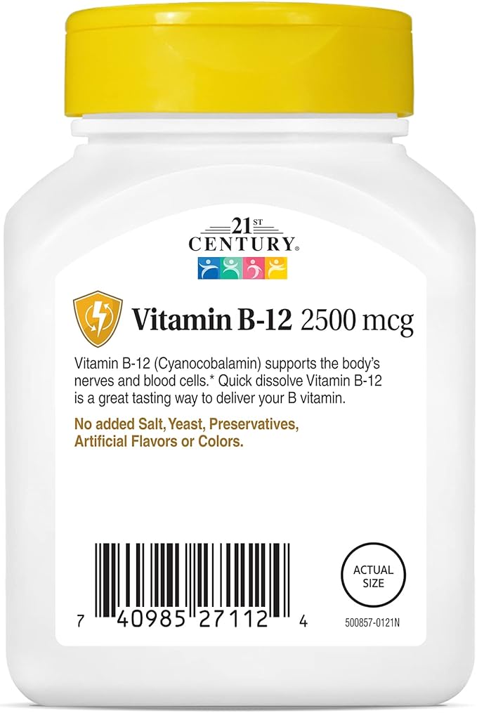 21st Century B 12 2500 mcg Sublingual Tablets, 110 Count (Pack of 2)