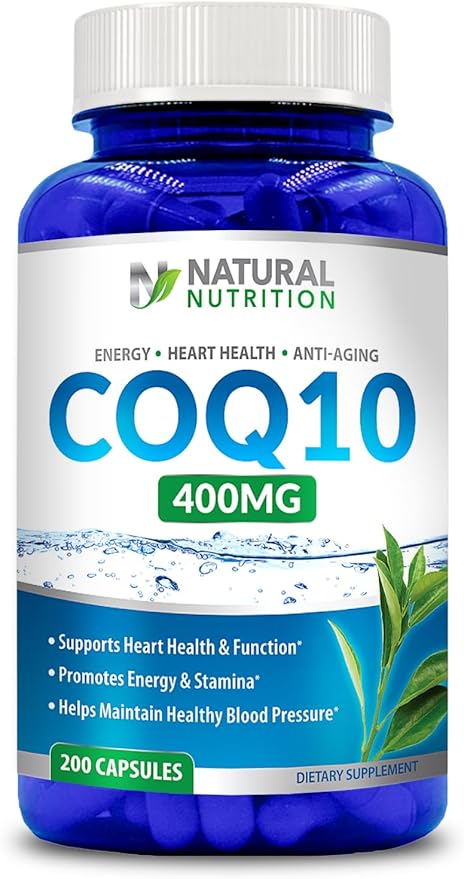 Natural Vitamin CoQ10 400mg 200 Capsules Maximum Strength High Absorption Gluten Free Non-GMO