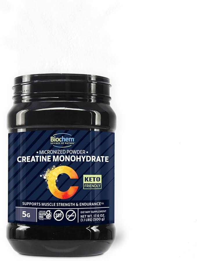 Biochem Micronized Creatine Monohydrate Powder – Muscle Strength & Endurance Support – Clean, Vegan Formula – Certified Gluten Free, K-Parve & Keto – 17.6 oz - 100 Servings