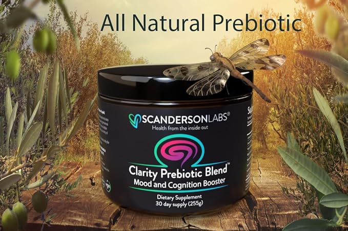 Clarity Prebiotic Blend – Optimize Gut and Mood via The Gut-Brain axis – one Month Supply – Easy to use, one Scoop mixes with Liquid or Food – Vegan, Soy-Free, Gluten-Free, Non-GMO