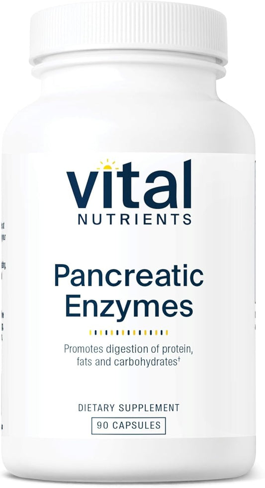 Vital Nutrients Pancreatic Enzymes 1000mg (Full Strength) | Pancreatin Digestion Supplement with Protease, Amylase & Lipase | Digestive Enzymes | Gluten, Dairy, and Soy Free | 90 Capsules