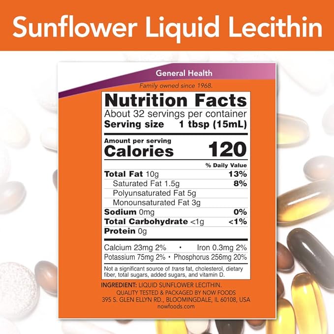 Now Foods, Sunflower Liquid Lecithin, 16 fl oz (473 ml) (Pack of 2)