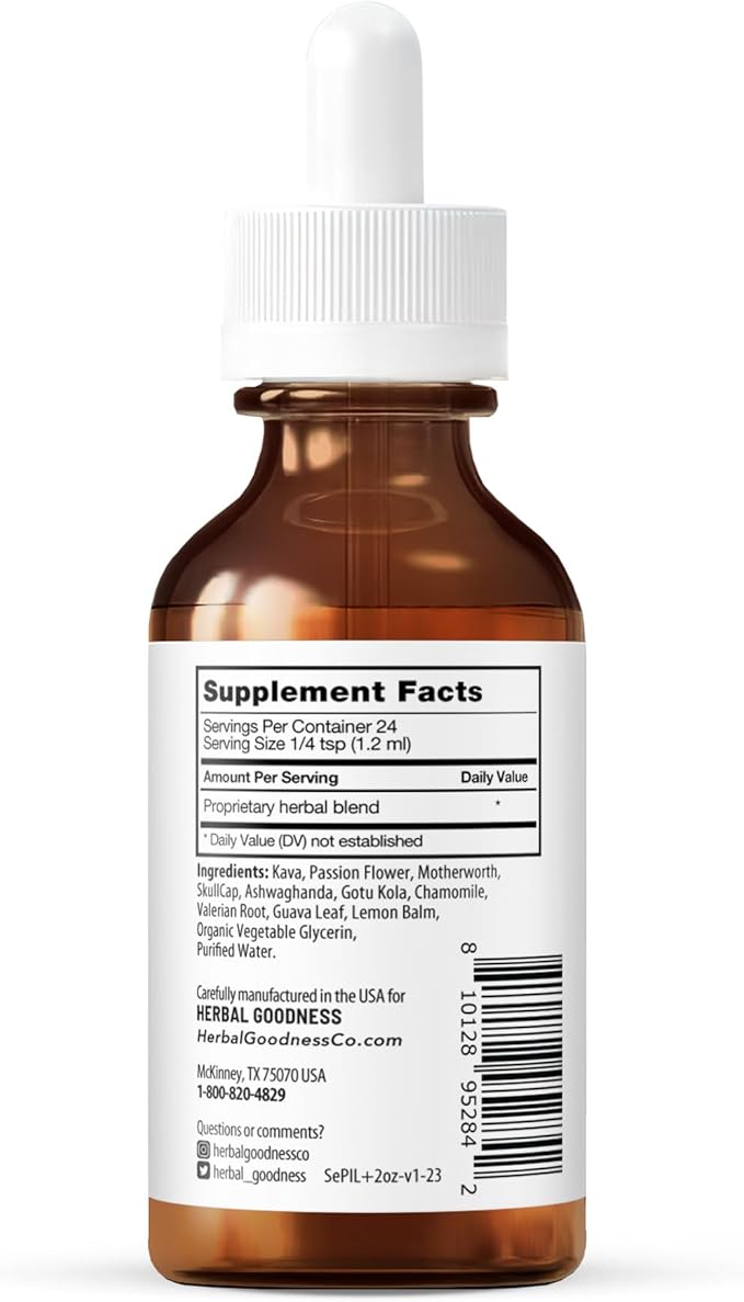 Herbal Goodness Don't Give a Rats Bee-hind - 2 Fl.oz - Calm Aid, Herbal Supplement, Kava Drops, Chamomile Supplement, Lemon Balm | Calming Supplements for Adults, Supports Relaxation