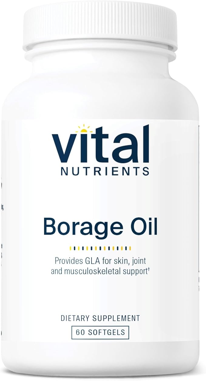 Vital Nutrients Borage Oil 1000mg | High-Dose GLA Omega-6 Supplement | Powerful Antioxidant for Skin, Join, Nerve Function | Gluten, Dairy, Soy Free | Non-GMO | 60 Softgels