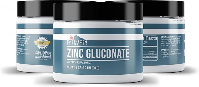 Earthborn Elements Zinc Gluconate 3 oz, Always Pure, No Fillers Or Additives
