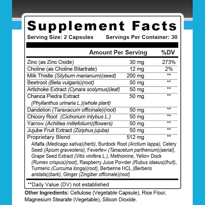 Max Liver Support Supplement Choline, Milk Thistle, Artichoke Extract, Liver Health, Natural Ingredients