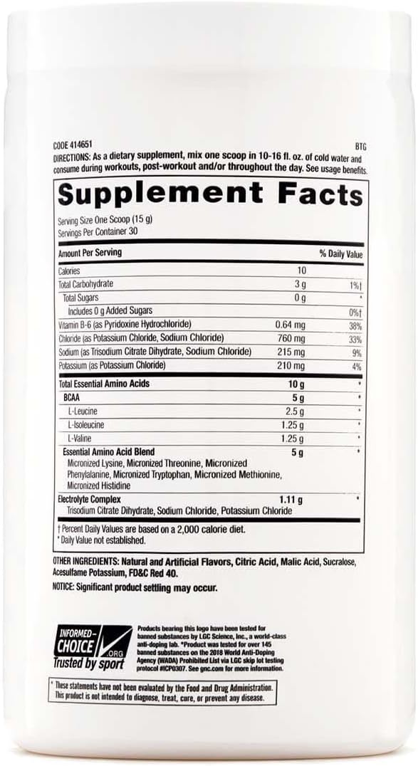 GNC Pro Performance Essential Amino Complete, Strawberry Banana, 15.87 oz., Supports Muscle Recovery