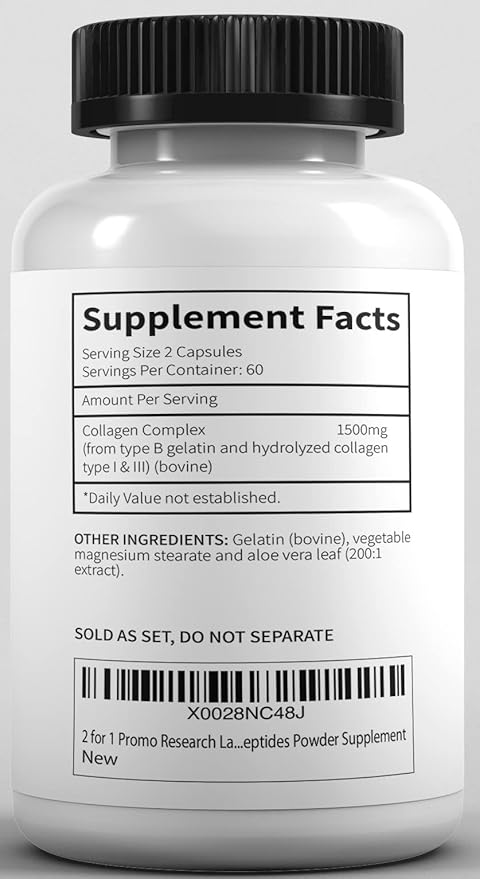 Research Labs Promo 120 Collagen Pills - 6000 mg. Grass Fed Anti-Aging Support for Skin, Joints, Tendons, Bones, Hair and Nails. Paleo Friendly. Collagen Peptides Powder Supplement