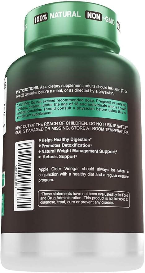 Herbtonics Raw Apple Cider Vinegar Capsules 1500mg with Mother | Weight Management, Detox & Digestion Formula with GLP-1 Support | Unfiltered ACV for Metabolic Support | 240 Vegan Capsules