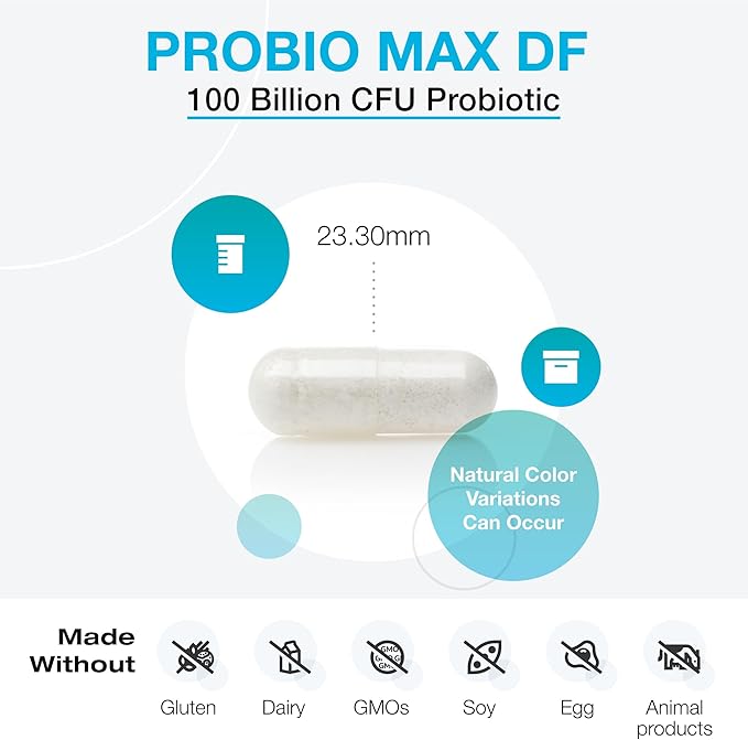 XYMOGEN ProbioMax Daily 100B - 100 Billion CFU Probiotic Supplement - Dairy Free Probiotics with Lactobacillus acidophilus + Bifidobacterium lactis - Formerly ProbioMax DF (30 Acid Resistant Capsules)