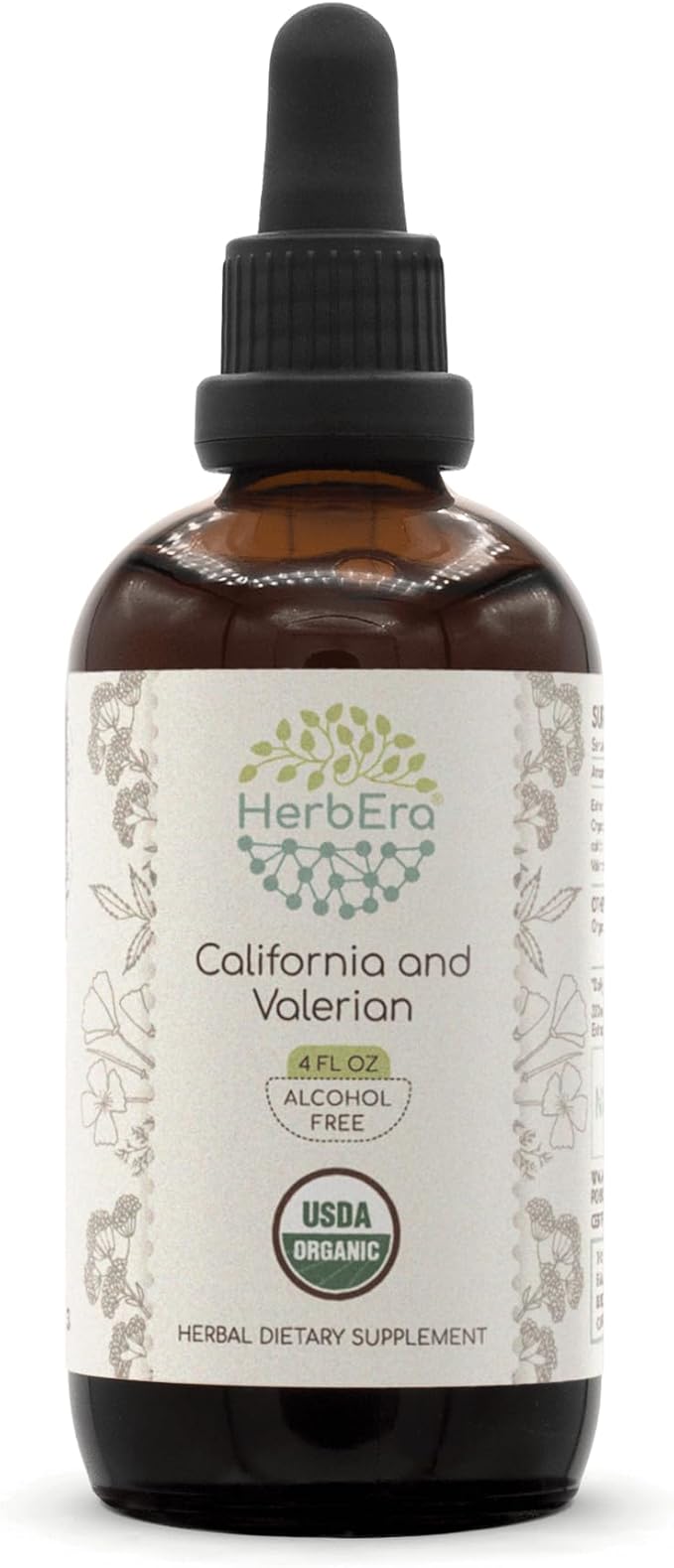 California and Valerian B120 USDA Organic Tincture | Alcohol-Free Extract, Herbal Drops | Certified Organic California Poppy (Eschscholzia californica), Valerian Root (Valeriana officinalis) (4 oz)