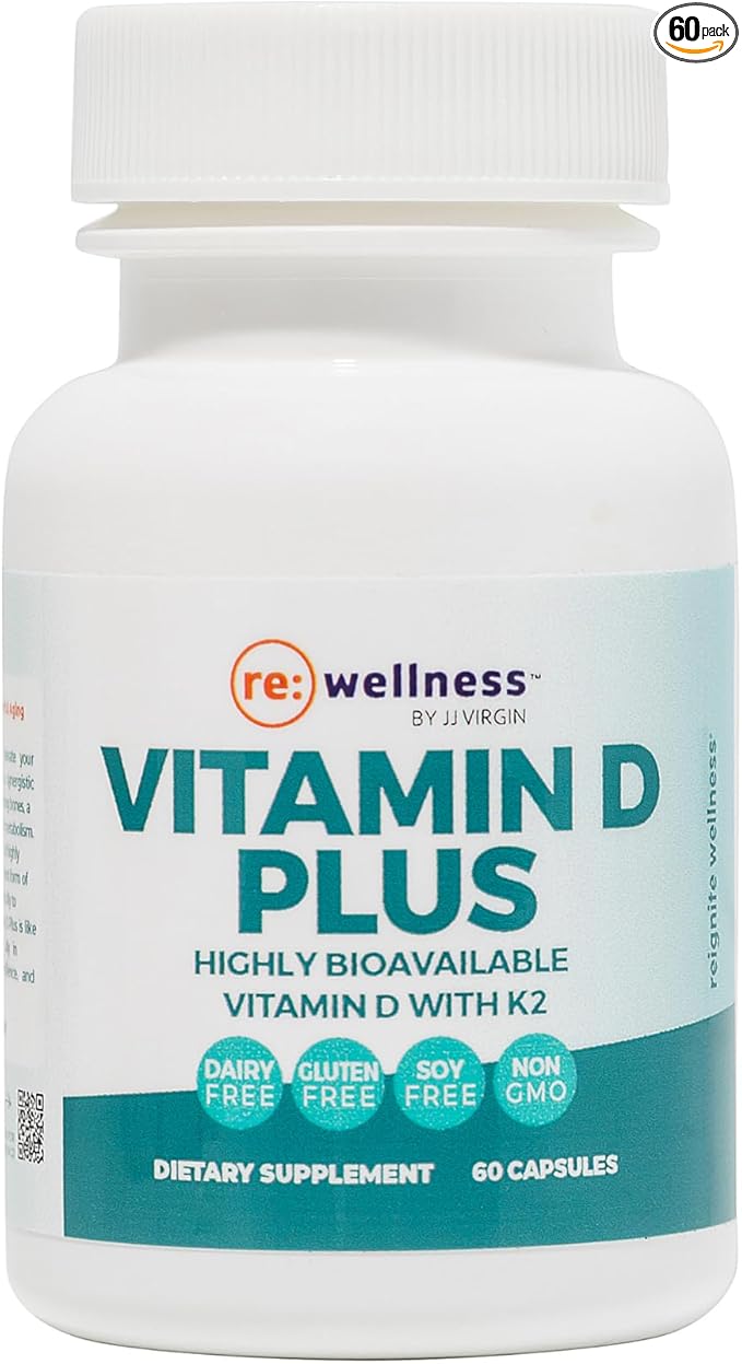 Reignite Wellness by JJ Virgin | Vitamin D Plus | Relevant Serving of 5000 IU, Highly Absorbable Vitamin D + Vitamin K1 & K2 | GG Supplement for Immune Health | Bone and Heart Supplement | 60 Softgels