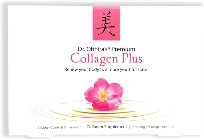 Dr. Ohhira's Premium Collagen Plus. A Liquid Easily mixable Collagen Supplement with 7,750 mg of Marine Collagen Peptides, Plus Cherry Blossom Extract, and a Plant-Based Probiotic Concentrate, 5 Pack