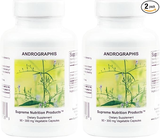 Supreme Nutrition Andrographis, 90 Pure Green Chiretta Vegetarian Capsules (Pack of 2)