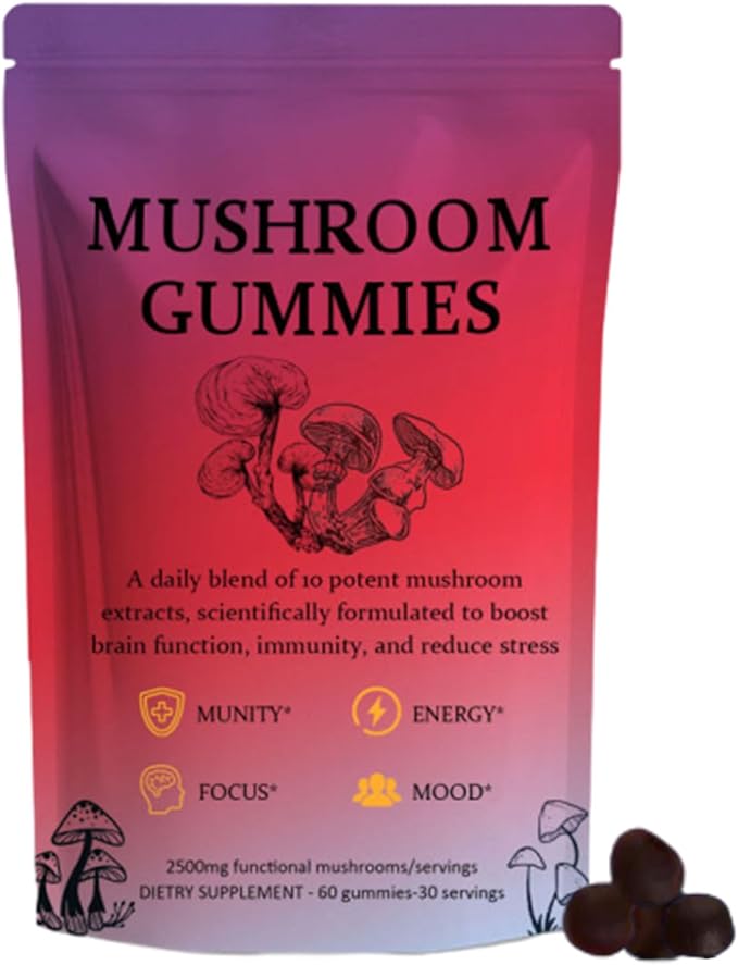 Sky Nutrition Mushroom Gummies,12 Mushroom Blend with Chaga, Lions Mane, Reishi, Cordyceps - 60 Gummies - Support Cognitive Function, Immune Health & Energy