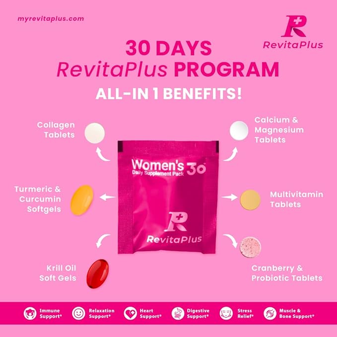 Multivitamin for Women with Vitamin A,B,C,D3,E,K2,Biotin, Collagen,Krill Oil,Cranberries Supports Energy,Wellness,Beauty and Immune - Vitamin Packs for Women Health 30 Packs
