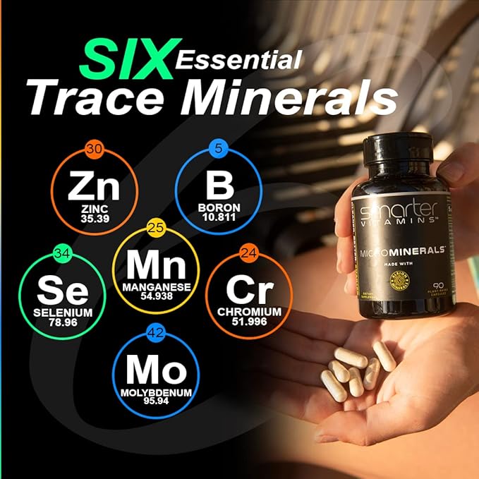 (3 Bottles) 15mg Zinc Glycinate from Albion® 6 Essential Trace Bisglycinate Minerals, Manganese, Boron, Chromium, Selenium, Molybdenum Supplement 90 Plant-Based Vegan Capsules