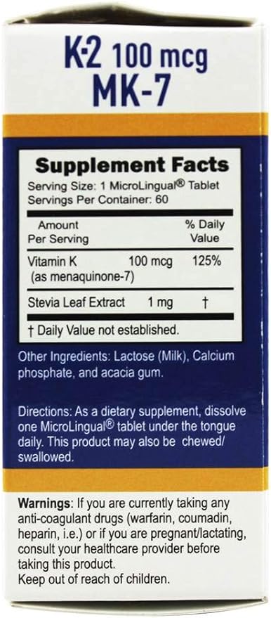 Superior Source Vitamin K2 MK-7 (Menaquinone-7) 100 mcg - Bone Strength & Health Support Supplement - Aids Healthy Heart Function - Bariatric-Friendly - 60 Sublingual Dissolving Tablets