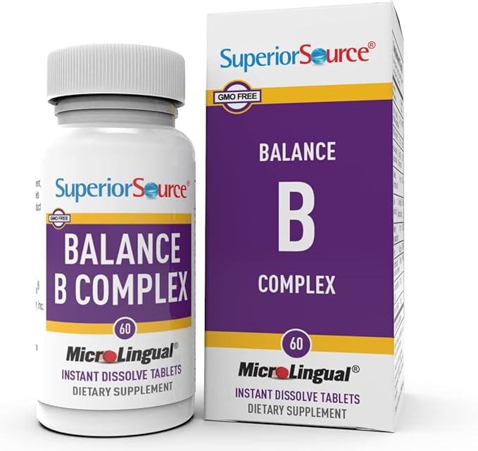 Superior Source Balance B Complex - Energy Support Supplement with Folic Acid & B Vitamins - Supports Heart & Muscle Health - B Vitamin Supplement Aids Immune Health - 60 Instant Dissolve Tablets