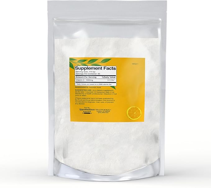 Unpretentious Vitamin C Powder Baker (3 oz) Ascorbic Acid, Resealable Bag