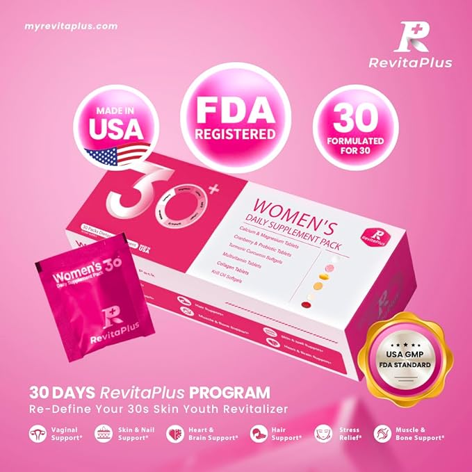 Multivitamin for Women with Vitamin A,B,C,D3,E,K2,Biotin, Collagen,Krill Oil,Cranberries Supports Energy,Wellness,Beauty and Immune - Vitamin Packs for Women Health 30 Packs