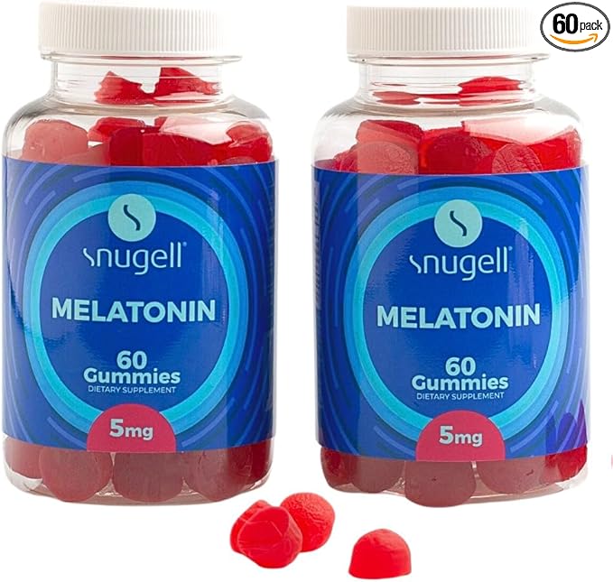 Snugell Melatonin Gummies 5 mg – 60-Count Dietary Supplement – Berry Blend Flavor for Natural Restful Sleep Support – Vegan, Non-Habit Forming, Non-GMO, Pectin-Based, Gluten-Free – Made in the USA (2)