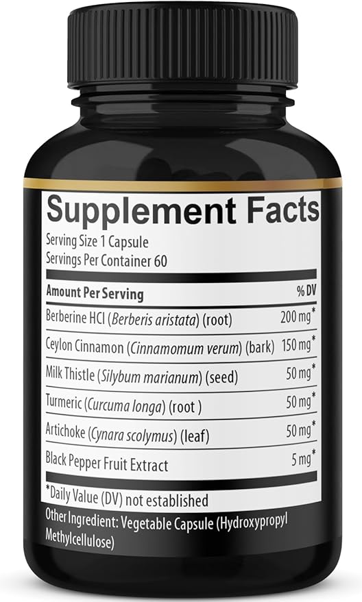 (2 Packs) Berberine Supplement Plus Ceylon Cinnamon, Turmeric, Artichoke, Milk Thistle, Black Pepper - 120 Capsules - 4 Months Supply